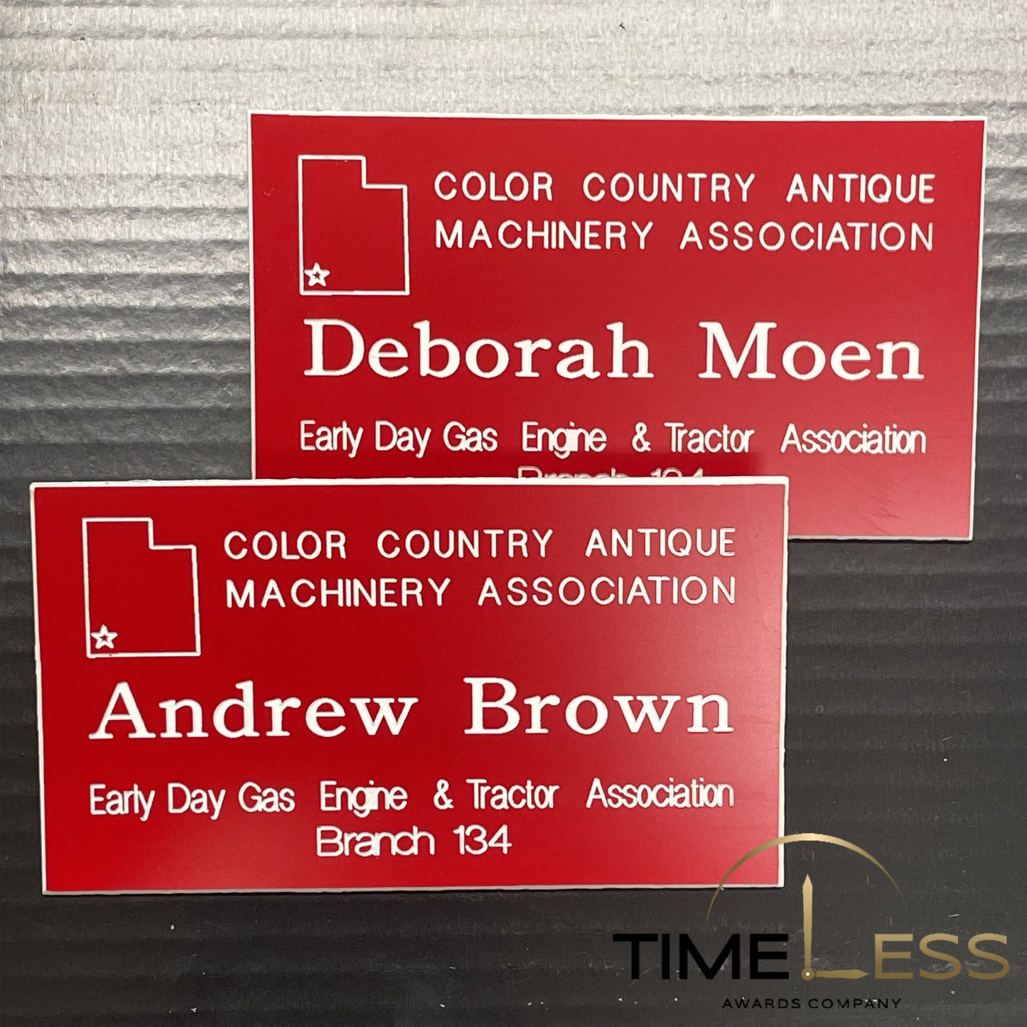 Red (White Engraving) Plastic Name Badge