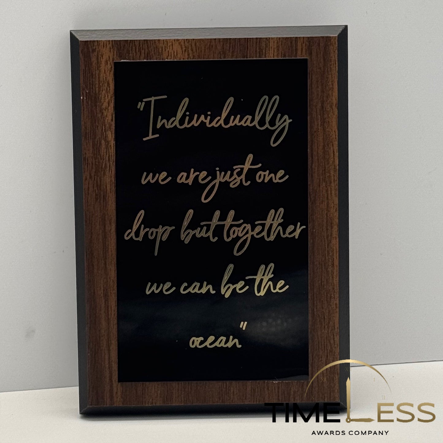 Walnut Finish Plaque With Black Edges