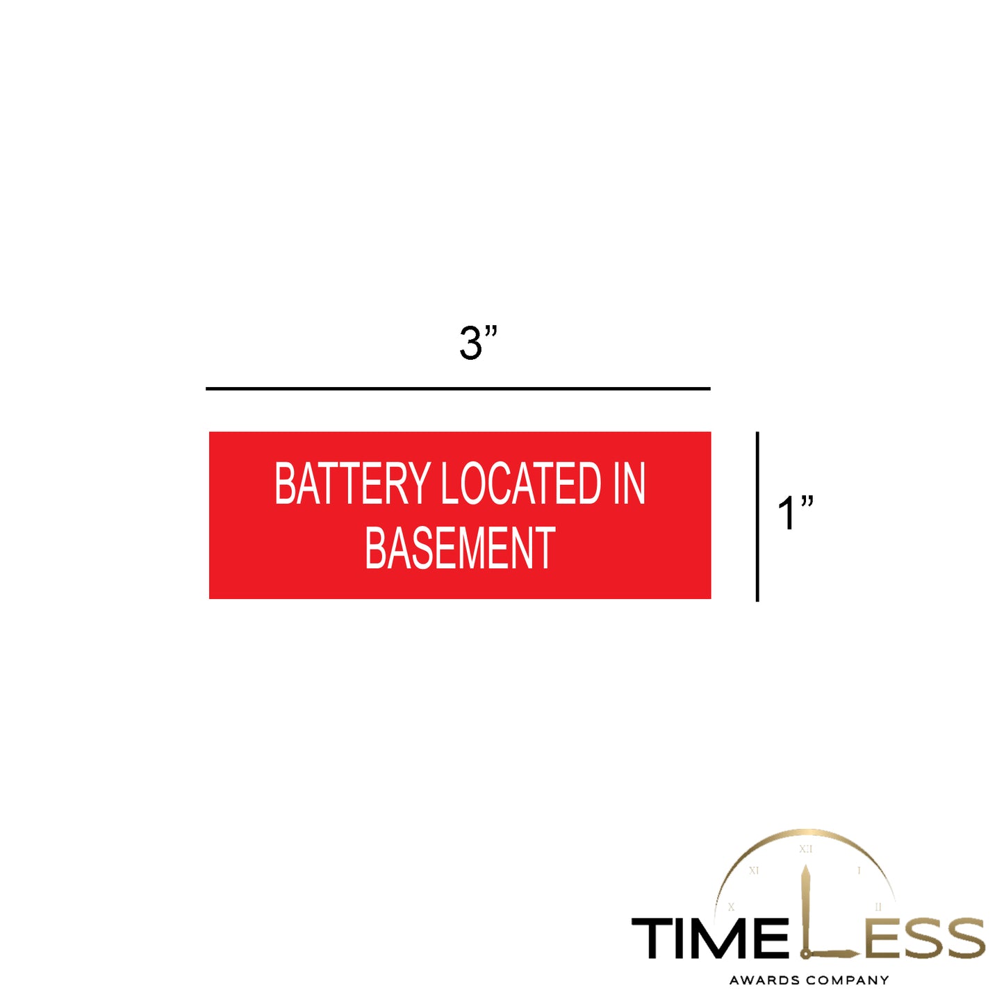 Battery Located In Basement Red/White Electrical Label