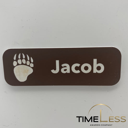 Brown (White Engraving) Plastic Name Badge