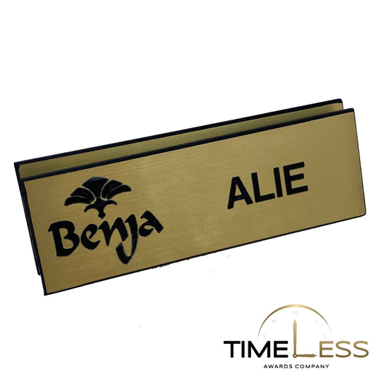 Brushed Gold (Black Engraving) Plastic Name Badge