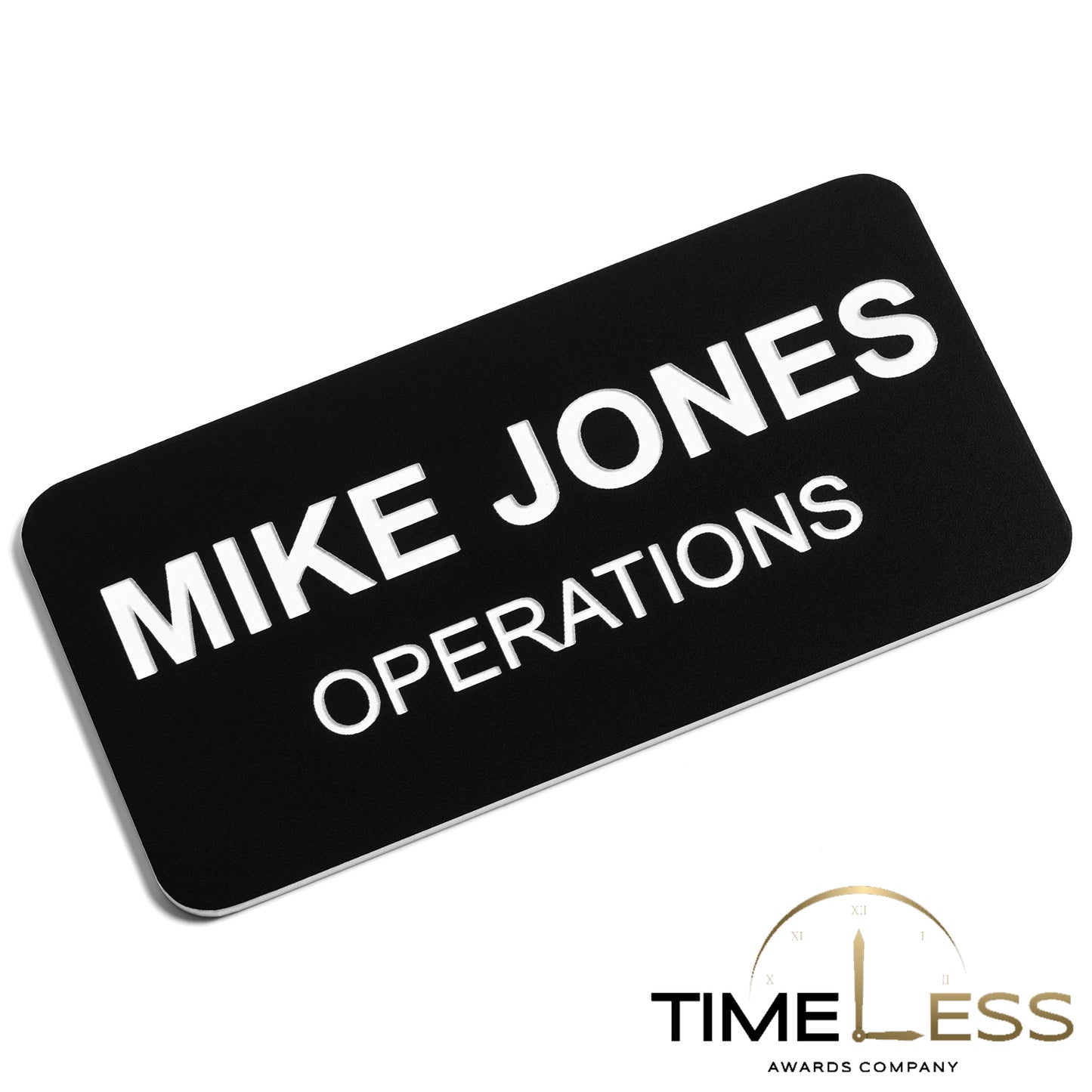 Black (White Engraving) Plastic Name Badge