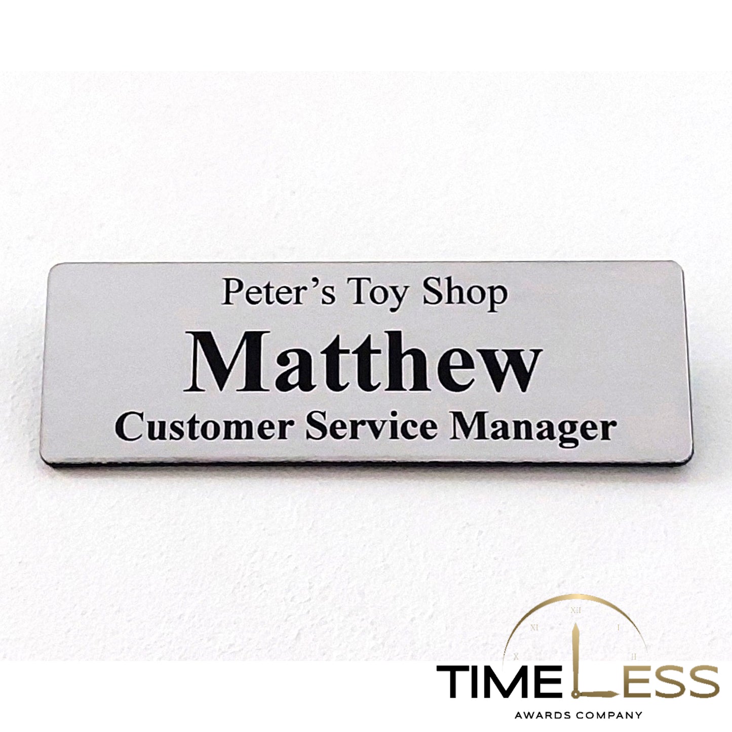 White (Black Engraving) Plastic Name Badge