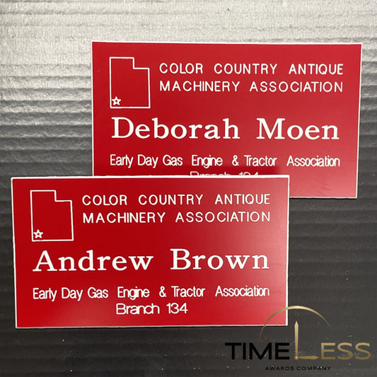 Red (White Engraving) Plastic Name Badge
